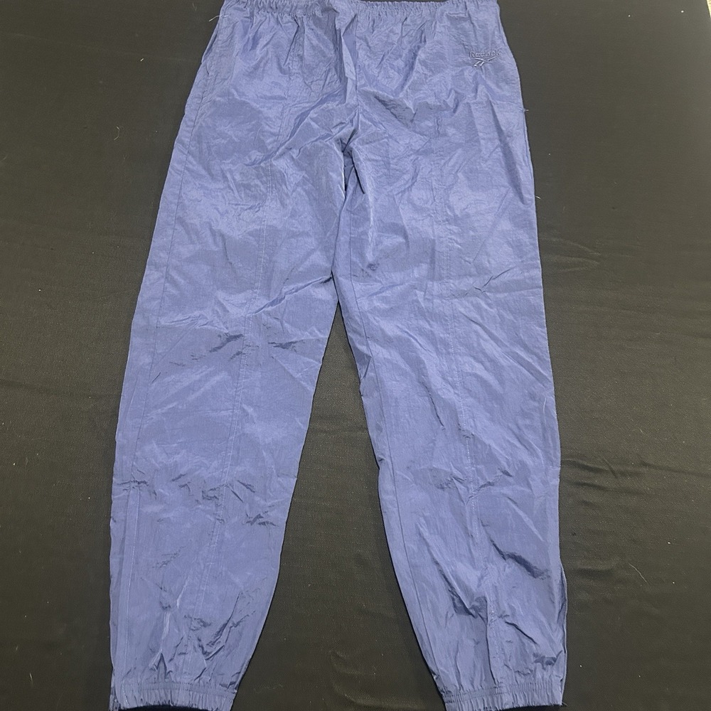 Vintage Nylon Reebok Pants Men's Medium Blue Zipper Ankles